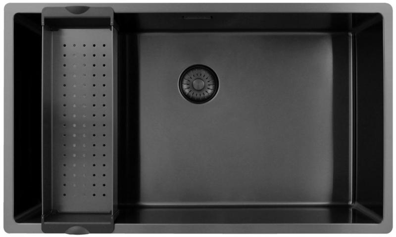 Pure.Sink Exclusivo nagy Gun metal mosogató 70x40 cm 10mm sugár alulról, lapostelepítés és felületre szerelés PEX7040-61