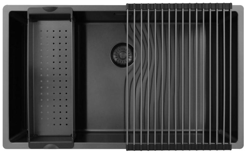 Pure.Sink Exclusivo nagy Gun metal mosogató 70x40 cm 10mm sugár alulról, lapostelepítés és felületre szerelés PEX7040-61