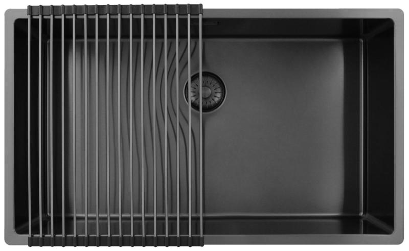 Pure.Sink Exclusivo nagy Gun metal mosogató 70x40 cm 10mm sugár alulról, lapostelepítés és felületre szerelés PEX7040-61