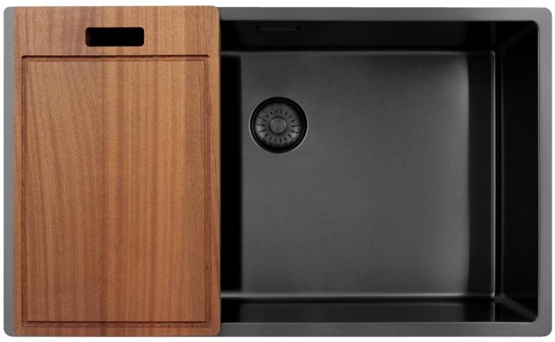 Pure.Sink Exclusivo nagy Gun metal mosogató 70x40 cm 10mm sugár alulról, lapostelepítés és felületre szerelés PEX7040-61