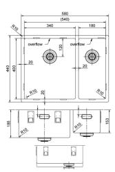 Pure.Sink Exclusivo RVS 1,5 másfél mosogató 34+18 cm 10mm sugár PEX341840-02