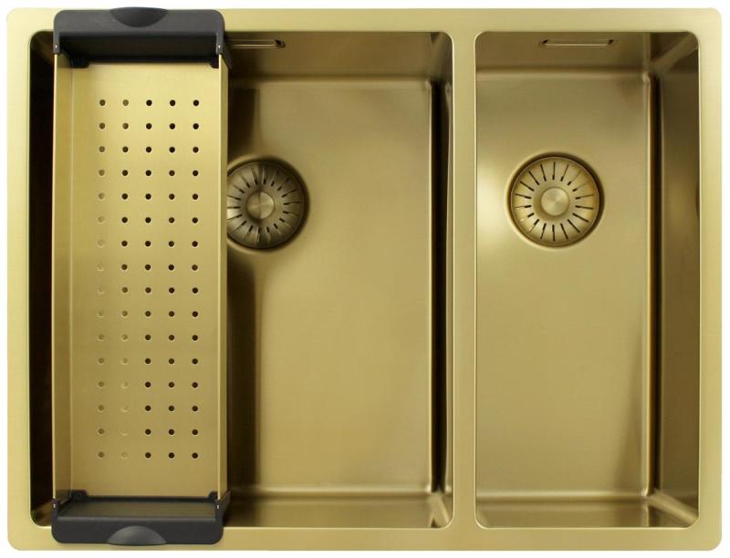 Pure.Sink Exclusivo Arany 1,5 másfél mosogató 34+18 cm 10mm sugár PEX341840-60