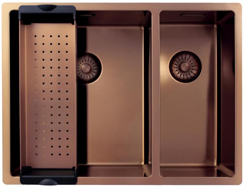 Pure.Sink Exclusivo Réz 1,5 másfél mosogató 34+18 cm 10mm sugár PEX341840-62