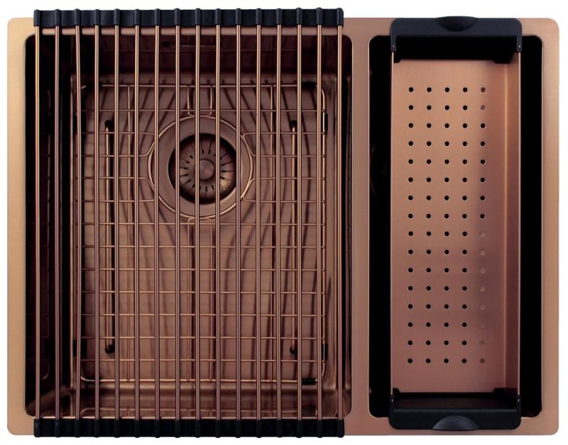 Pure.Sink Exclusivo Réz 1,5 másfél mosogató 34+18 cm 10mm sugár PEX341840-62