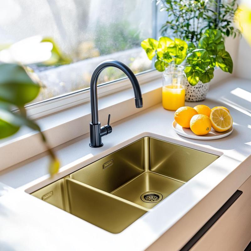 Pure.Sink Exclusivo Arany 1,5 másfél mosogató 18+34 cm 10mm sugár PEX183440-60