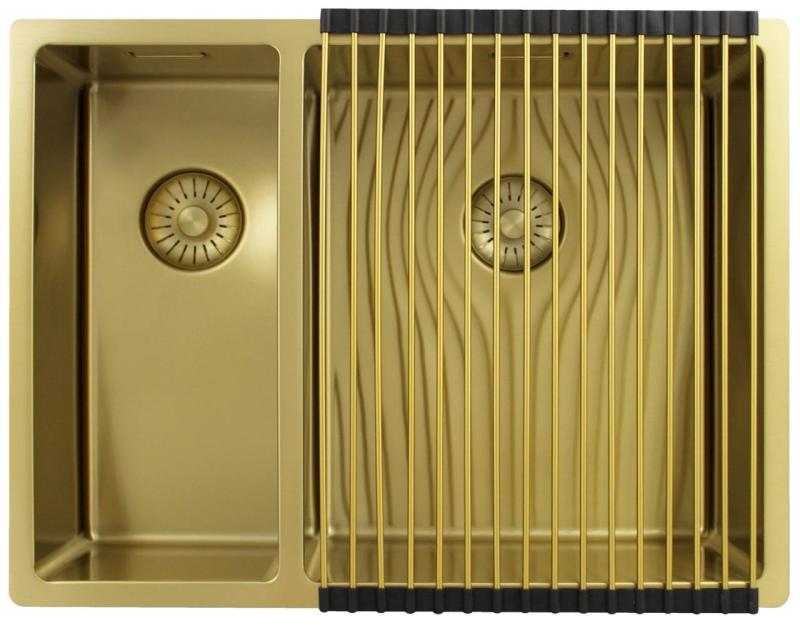 Pure.Sink Exclusivo Arany 1,5 másfél mosogató 18+34 cm 10mm sugár PEX183440-60