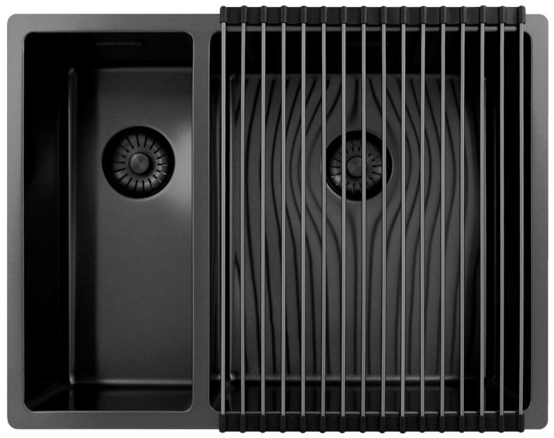 Pure.Sink Exclusivo Gun Metal 1,5 másfél mosogató 18+34 cm  10mm sugár PEX183440-61