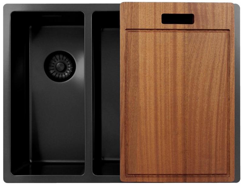 Pure.Sink Exclusivo Gun Metal 1,5 másfél mosogató 18+34 cm  10mm sugár PEX183440-61