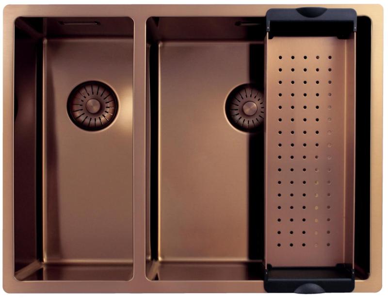 Pure.Sink Exclusivo Réz 1,5 másfél mosogató 18+34cm 10mm sugár PEX183440-62
