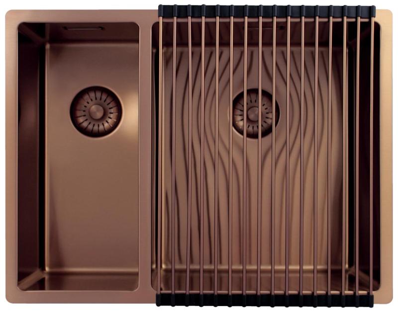 Pure.Sink Exclusivo Réz 1,5 másfél mosogató 18+34cm 10mm sugár PEX183440-62