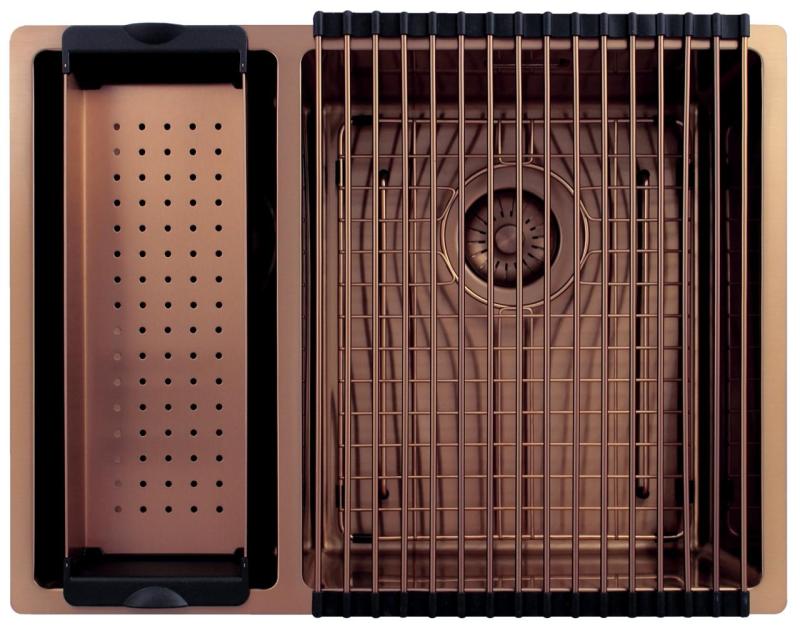 Pure.Sink Exclusivo Réz 1,5 másfél mosogató 18+34cm 10mm sugár PEX183440-62