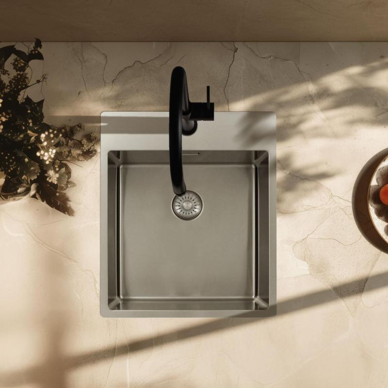 Pure.Sink Exclusivo RVS mosogató 44x52 cm Tapwing csaplyukkal 10mm sugárban PEX4040T-02