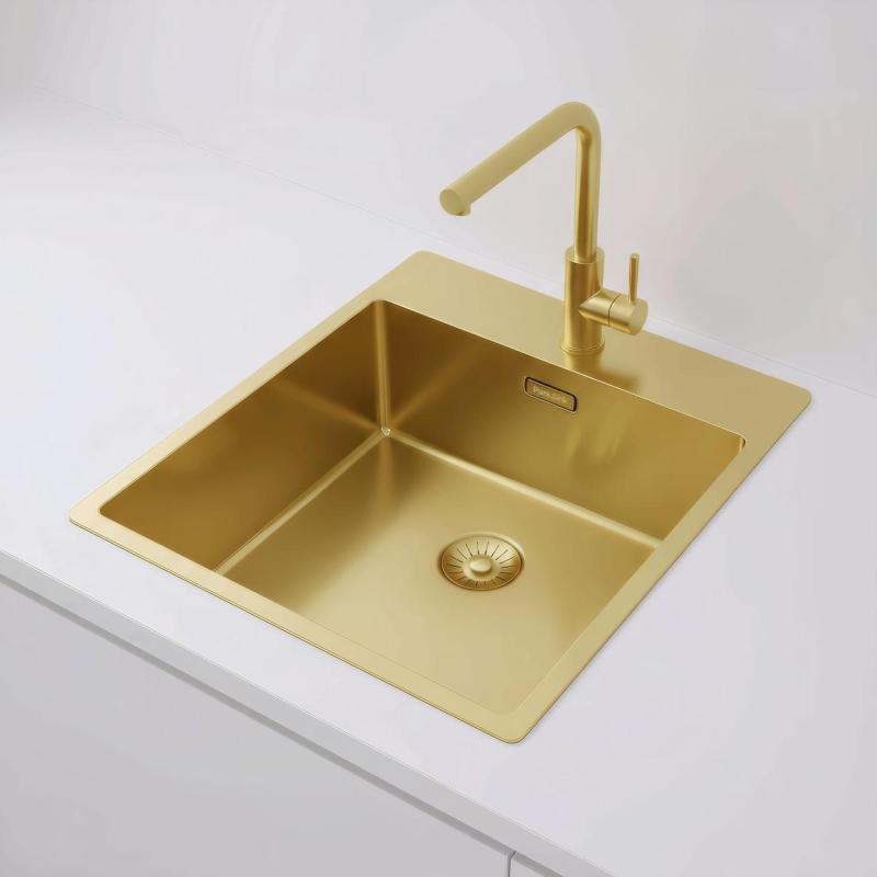 Pure.Sink Exclusivo Arany mosogató 44x52 cm Tapwing csaplyukkal 10mm sugárban PEX4040T-60