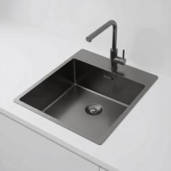 Pure.Sink Exclusivo Gun Metal mosogató 44x52 cm Tapwing csaplyukkal 10mm sugárban PEX4040T-61