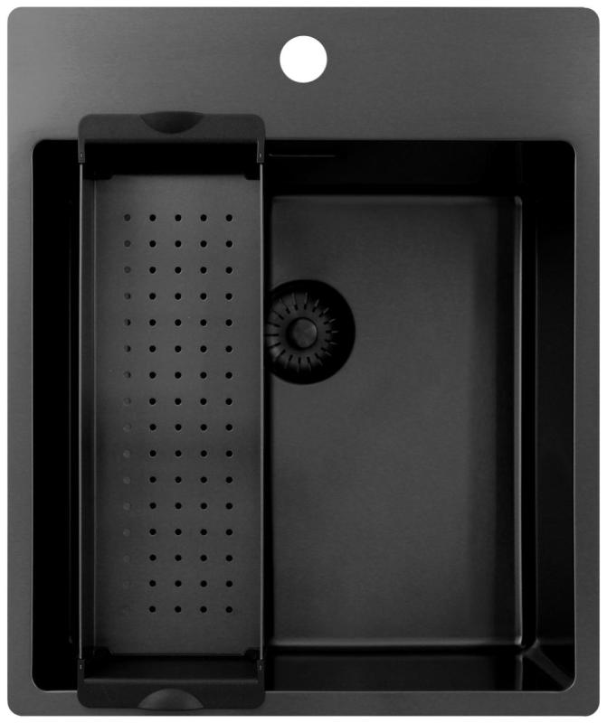 Pure.Sink Exclusivo Gun Metal mosogató 44x52 cm Tapwing csaplyukkal 10mm sugárban PEX4040T-61