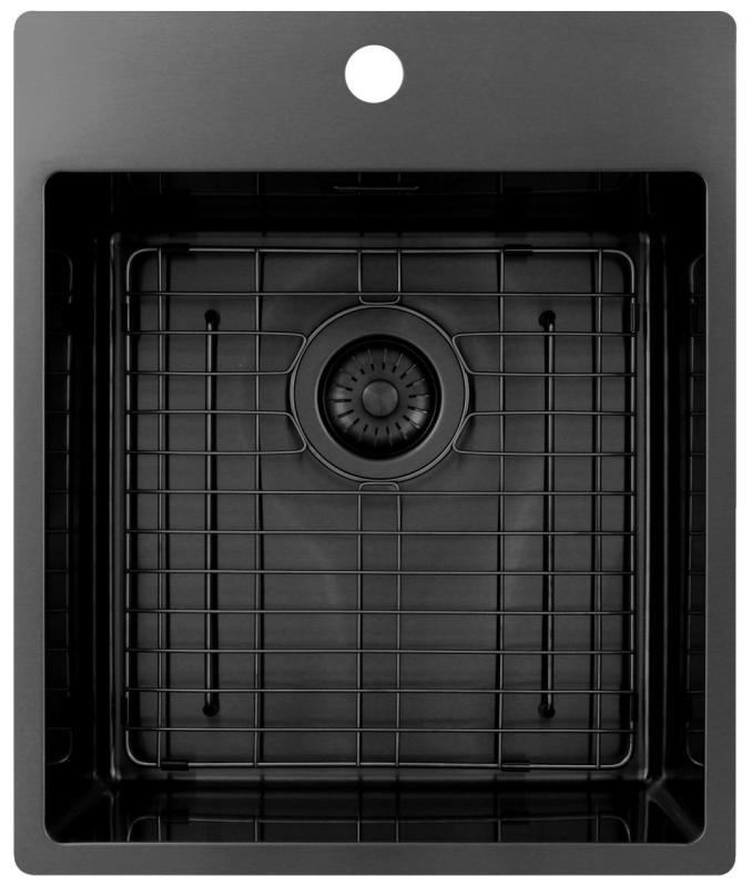 Pure.Sink Exclusivo Gun Metal mosogató 44x52 cm Tapwing csaplyukkal 10mm sugárban PEX4040T-61