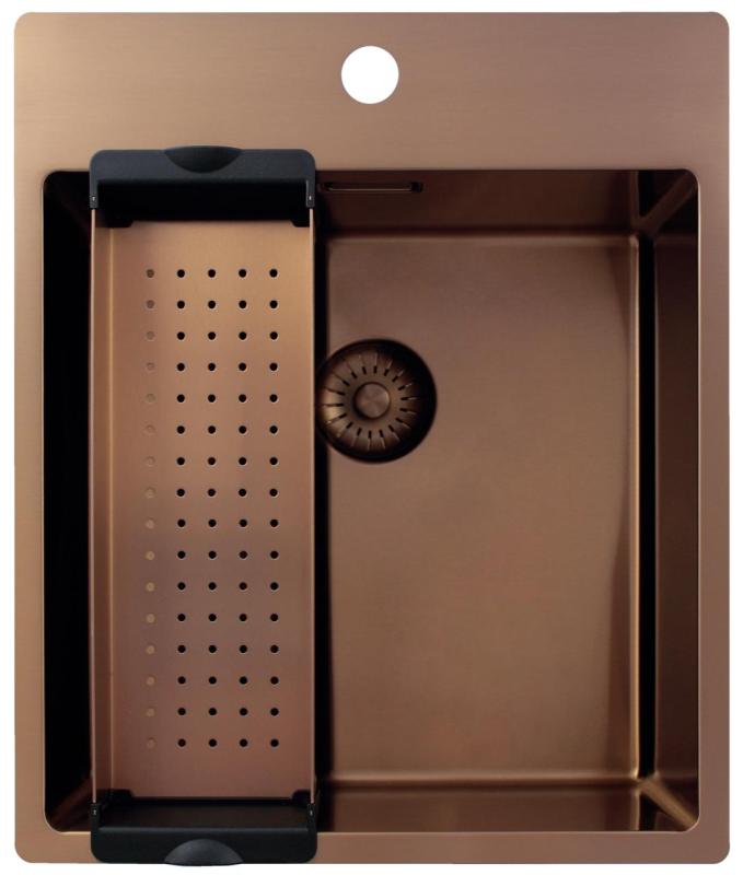 Pure.Sink Exclusivo Réz mosogató 44x52 cm Csapatszárny csaplyukbankkal 10mm sugárban PEX4040T-62