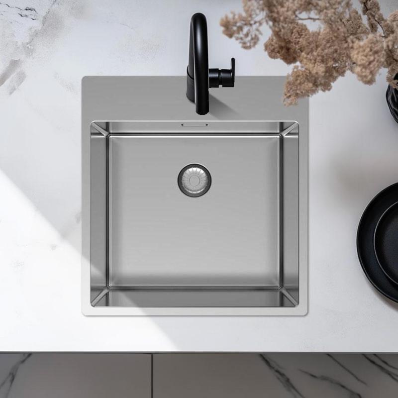 Pure.Sink Exclusivo RVS mosogató 49x52 cm Tapwing csaplyukkal 10mm sugárban PEX4540T-02