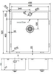 Pure.Sink Exclusivo Arany mosogató 49x52 cm Tapwing csaplyukkal 10mm sugárban PEX4540T-60
