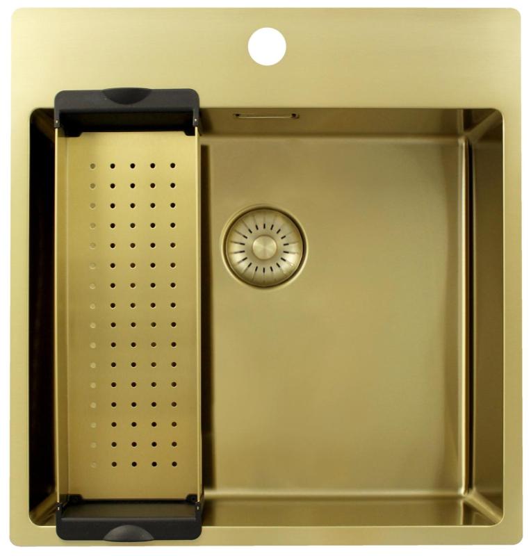 Pure.Sink Exclusivo Arany mosogató 49x52 cm Tapwing csaplyukkal 10mm sugárban PEX4540T-60