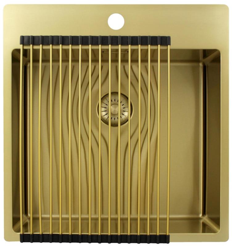 Pure.Sink Exclusivo Arany mosogató 49x52 cm Tapwing csaplyukkal 10mm sugárban PEX4540T-60