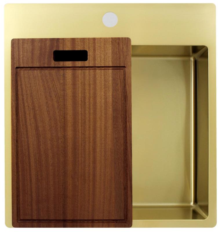Pure.Sink Exclusivo Arany mosogató 49x52 cm Tapwing csaplyukkal 10mm sugárban PEX4540T-60