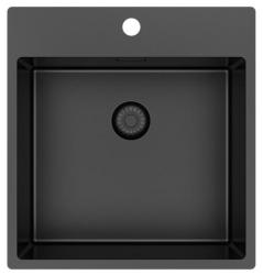 Pure.Sink Exclusivo Gun Metal mosogató 49x52 cm Tapwing csaplyukkal 10mm sugárban PEX4540T-61