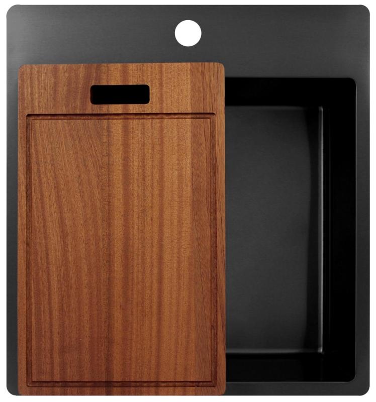 Pure.Sink Exclusivo Gun Metal mosogató 49x52 cm Tapwing csaplyukkal 10mm sugárban PEX4540T-61