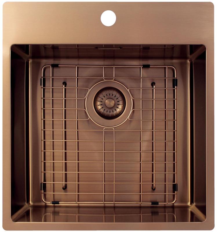 Pure.Sink Exclusivo Réz mosogató 49x52 cm csaplyukkal ellátott szárny 10mm sugarú PEX4540T-62