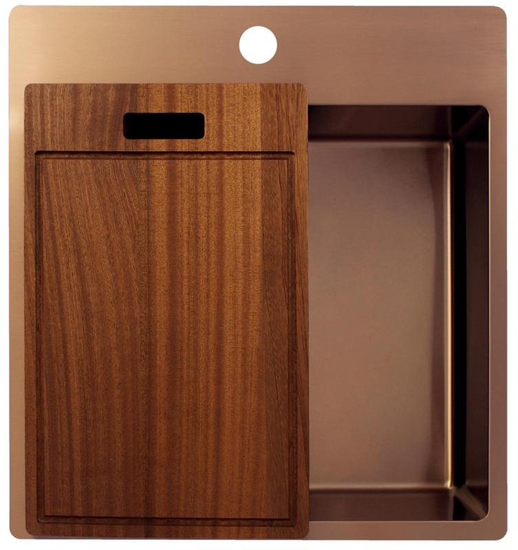 Pure.Sink Exclusivo Réz mosogató 49x52 cm csaplyukkal ellátott szárny 10mm sugarú PEX4540T-62