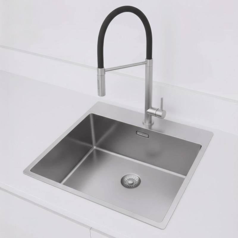 Pure.Sink Exclusivo RVS mosogató 54x52cm Tapwing csaplyukbankkal 10mm sugárban PEX5040T-02