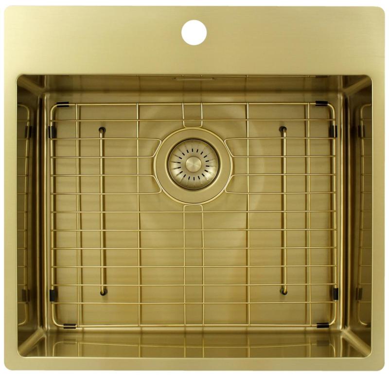 Pure.Sink Exclusivo Arany mosogató 54x52 cm Tapwing csaplyukkal 10mm sugárban PEX5040T-60