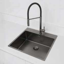 Pure.Sink Exclusivo Gun Metal mosogató 54x52 cm Tapwing csaplyukkal 10mm sugárban PEX5040T-61