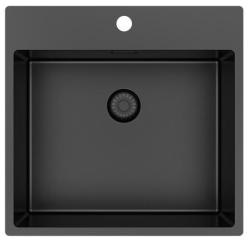 Pure.Sink Exclusivo Gun Metal mosogató 54x52 cm Tapwing csaplyukkal 10mm sugárban PEX5040T-61