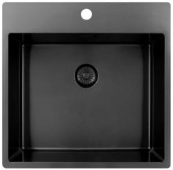 Pure.Sink Exclusivo Gun Metal mosogató 54x52 cm Tapwing csaplyukkal 10mm sugárban PEX5040T-61