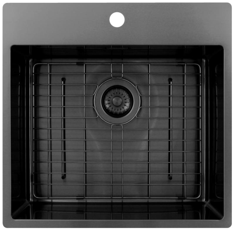 Pure.Sink Exclusivo Gun Metal mosogató 54x52 cm Tapwing csaplyukkal 10mm sugárban PEX5040T-61