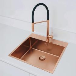 Pure.Sink Exclusivo Réz mosogató 54x52 cm Csapattal felszerelt csaplyukbank 10mm sugár PEX5040T-62