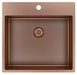 Pure.Sink Exclusivo Réz mosogató 54x52 cm Csapattal felszerelt csaplyukbank 10mm sugár PEX5040T-62