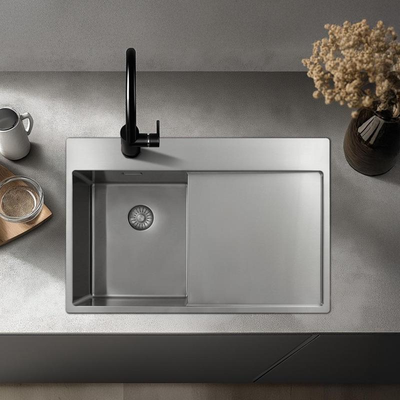 Pure.Sink Exclusivo RVS kis mosogató csapattal és csepegtető résszel 78x52 cm Tapwing bal PEX3478LT-02