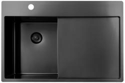 Pure.Sink Exclusivo Gun Metal kis mosogató medence csepegtetővel 78x52 cm Tapwing bal PEX3478LT-61