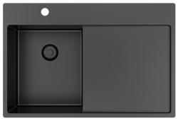Pure.Sink Exclusivo Gun Metal kis mosogató medence csepegtetővel 78x52 cm Tapwing bal PEX3478LT-61