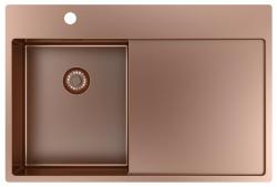Pure.Sink Exclusivo Réz kis mosogató csapott részével 78x52 cm Bal oldali csaptelep PEX3478LT-62