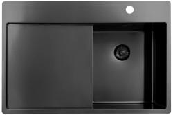 Pure.Sink Exclusivo Gun Metal kis mosogató csapteleppel és csepegtetővel 78x52 cm Tapwing jobb PEX3478RT-61