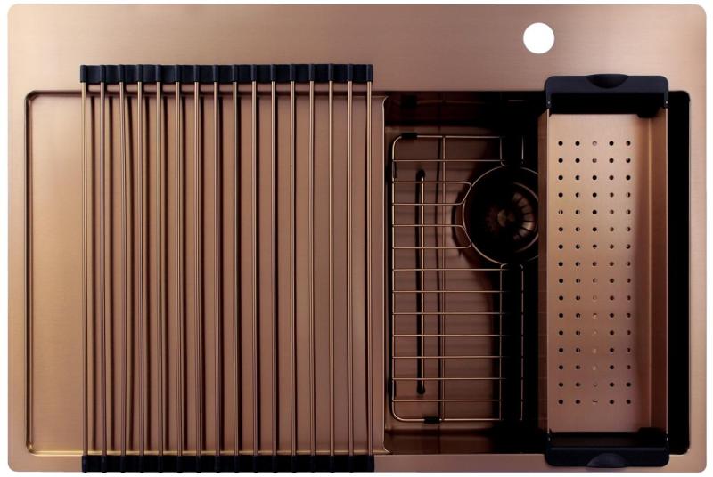 Pure.Sink Exclusivo Réz kis mosogató csapteleppel és csepegtető résszel 78x52 cm Jobb oldali Tapwing PEX3478RT-62