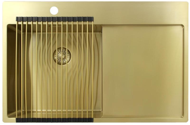 Pure.Sink Exclusivo Arany mosogató lecsepegtetővel 78x52 cm Csaptelep bal oldalon PEX4078LT-60