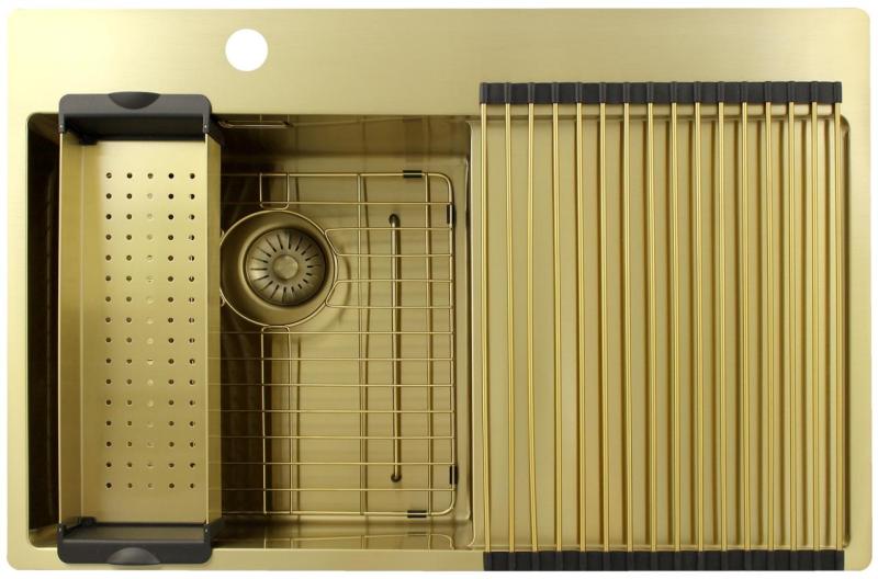 Pure.Sink Exclusivo Arany mosogató lecsepegtetővel 78x52 cm Csaptelep bal oldalon PEX4078LT-60