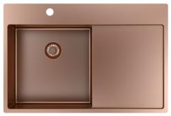 Pure.Sink Exclusivo Réz mosogató, csepegtetővel 78x52 cm Bal oldali csaptelep PEX4078LT-62
