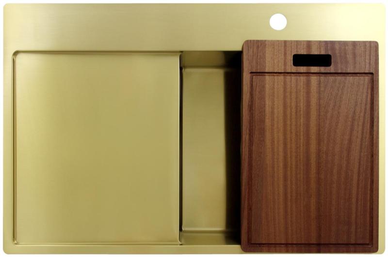 Pure.Sink Exclusivo Arany mosogató lecsepegtetővel 78x52 cm Csap jobb oldalon PEX4078RT-60