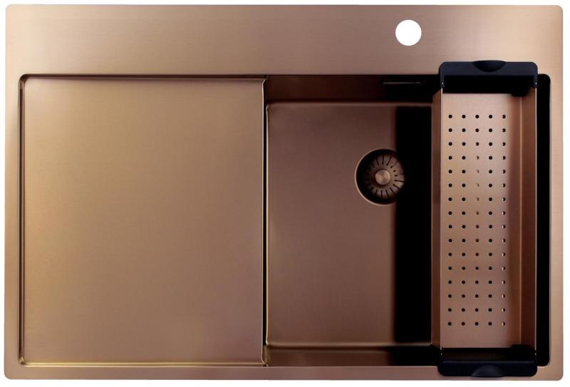 Pure.Sink Exclusivo Réz mosogató csepegtetővel 78x52 cm Jobboldali csaptelep PEX4078RT-62