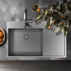 Pure.Sink Exclusivo RVS mosogató csapórésszel 86x52 cm Tapwing bal PEX5086LT-02